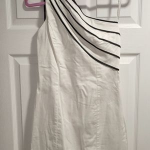 White one shoulder strappy mini dress